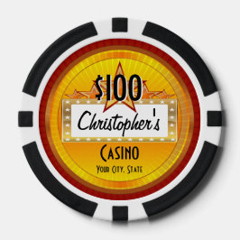Personalisierte Poker Chips, Gold/Red Casino Pokerchips