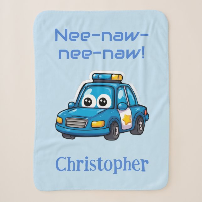 Personalisierte Polizeiautodecke für Kinder Sherpadecke (Vorderseite)