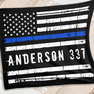 Personalisierte Polizeiflagge dünne blaue Linie Fleecedecke