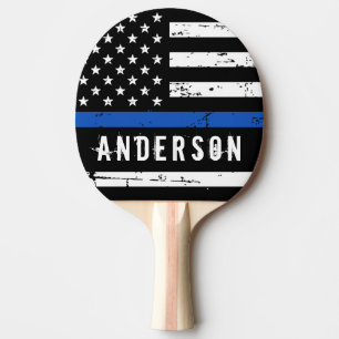Personalisierte Polizeiflagge dünne blaue Linie Tischtennis Schläger