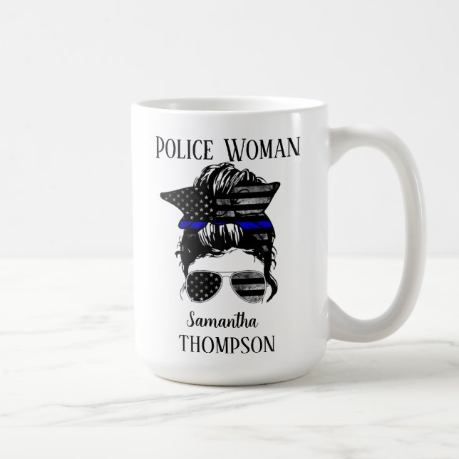 Personalisierte Polizeifrau von Thin Blue Line Kaffeetasse (Rechts)