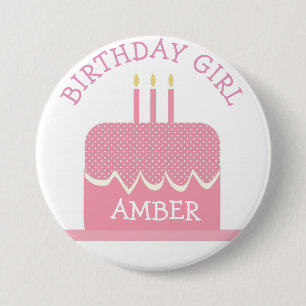 Personalisierte Polka Cake Birthday Girl Button