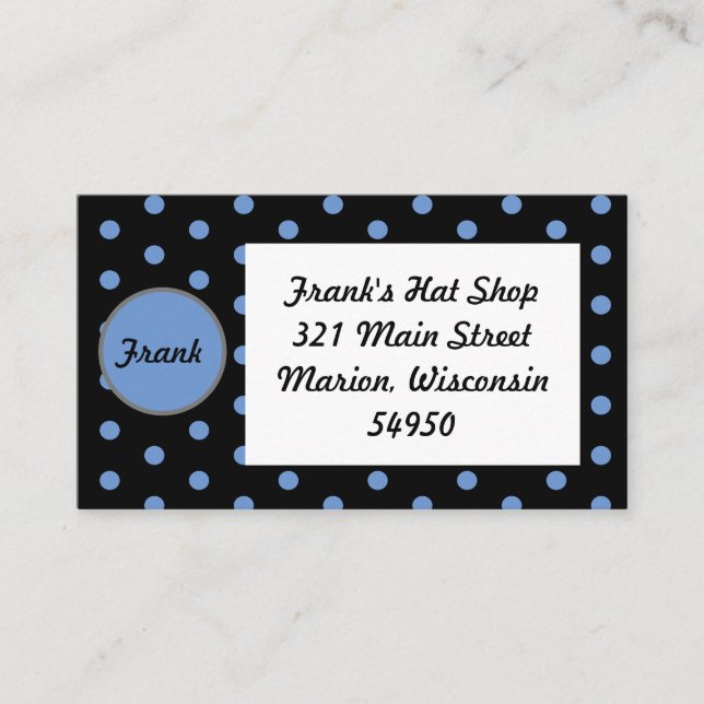 Personalisierte Polka Dot Business Cards (schwarz) Visitenkarte (Vorderseite)