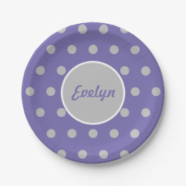 Personalisierte Polka Dot Paper Teller (Lavender)