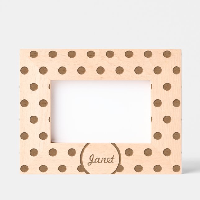 Personalisierte Polka Dot Picture Frame (grün) Geätzte Rahmen (Vorderseite)