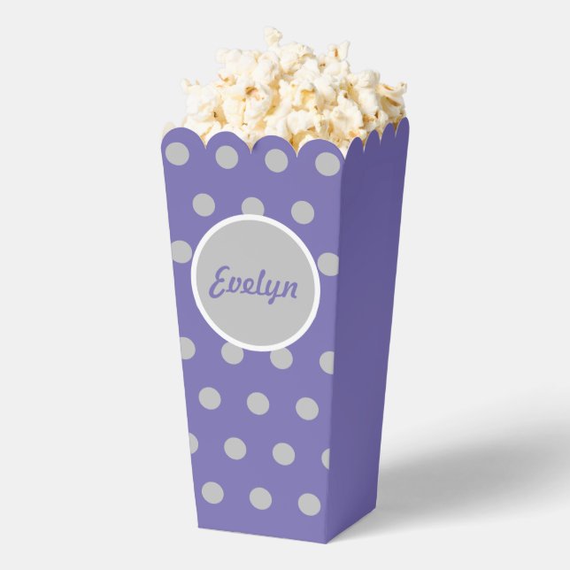 Personalisierte Polka Dot Popcorn Box (Lavender) Geschenkschachtel (Geplatzt)