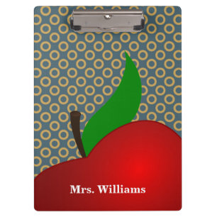 Personalisierte Polka Dot Red Apple Teacher-Zwisch Klemmbrett