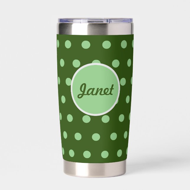 Personalisierte Polka Dot Thermal Tumbler (grün) Thermobecher (Vorderseite)