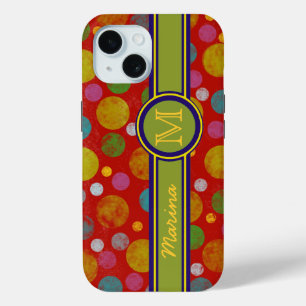 personalisierte Polka Dots Farbe iPhone 15 Hülle