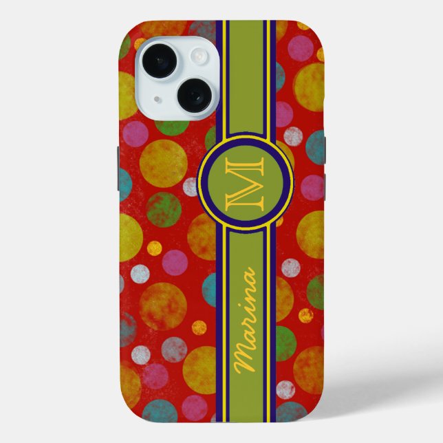 personalisierte Polka Dots Farbe Case-Mate iPhone Hülle (Rückseite)