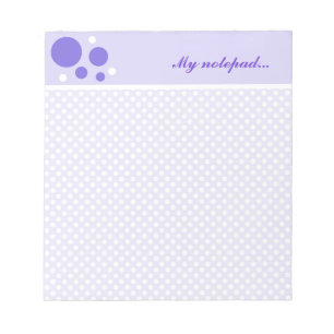 Personalisierte Polka Dots Notepad: Lila weiße Pun Notizblock