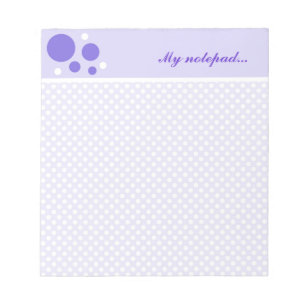 Personalisierte Polka Dots Notepad: Lila weiße Pun Notizblock