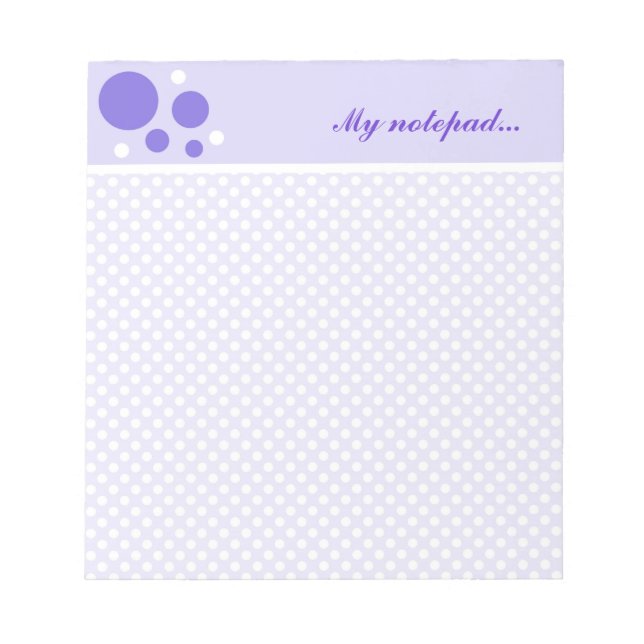 Personalisierte Polka Dots Notepad: Lila weiße Pun Notizblock (Vorderseite)