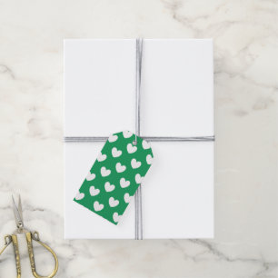 Personalisierte Polka-Herzen auf Kelly Green Geschenkanhänger
