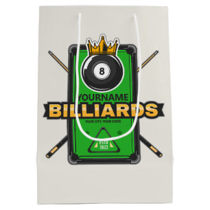 Personalisierte Poolhalle NAME 8 Ball Crown Billar Mittlere Geschenktüte