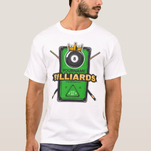 Personalisierte Poolhalle NAME 8 Ball Crown Billia T-Shirt