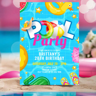 Personalisierte Poolparty Sommer-Schwimm-Geburtsta Einladung