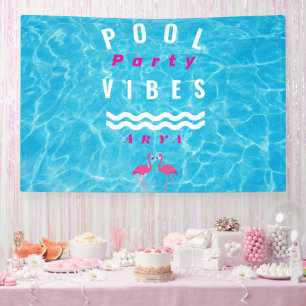 Personalisierte Poolparty-Stimmung Sommerbanner Banner
