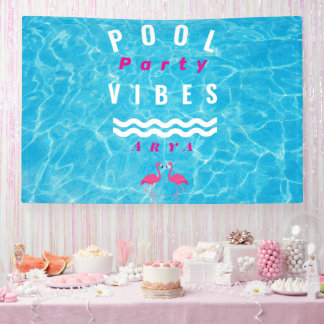 Personalisierte Poolparty-Stimmung Sommerbanner Banner