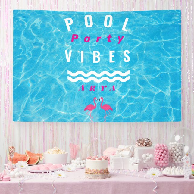 Personalisierte Poolparty-Stimmung Sommerbanner Banner (Party)