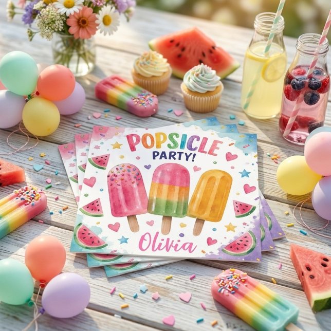 Personalisierte Popsicle-Party Sommer-Geburtstagsf Serviette (Von Creator hochgeladen)