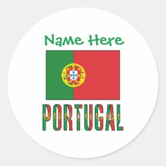 Personalisierte Portugal-Flagge-Heritage Runder Aufkleber