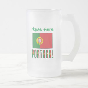Personalisierte Portugal-Flagge-Herkunft Mattglas Bierglas
