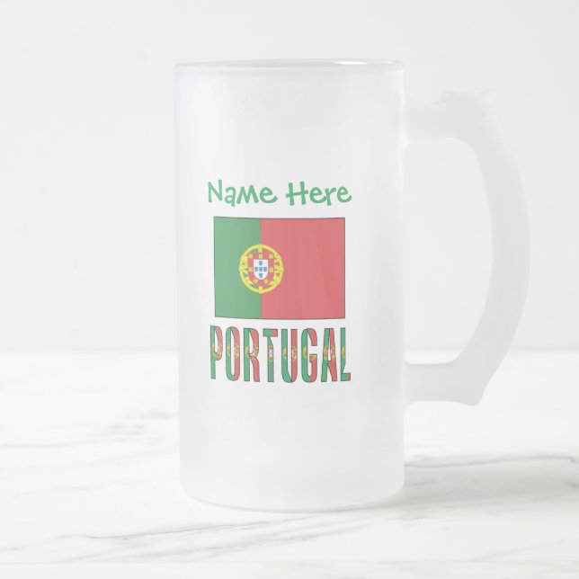 Personalisierte Portugal-Flagge-Herkunft Mattglas Bierglas (Rechts)