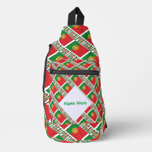 Personalisierte Portugalflagge gekachelt Crossbody Bag