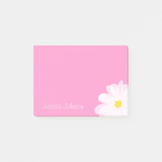 Personalisierte Post-it®-Noten Rosa mit daisy Blum Post-it Klebezettel (Vorderseite)