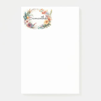 Personalisierte Post-it-Notes mit Blumenkranz Post-it Klebezettel