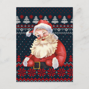 Personalisierte Postkarte Winking Santa Claus gekn