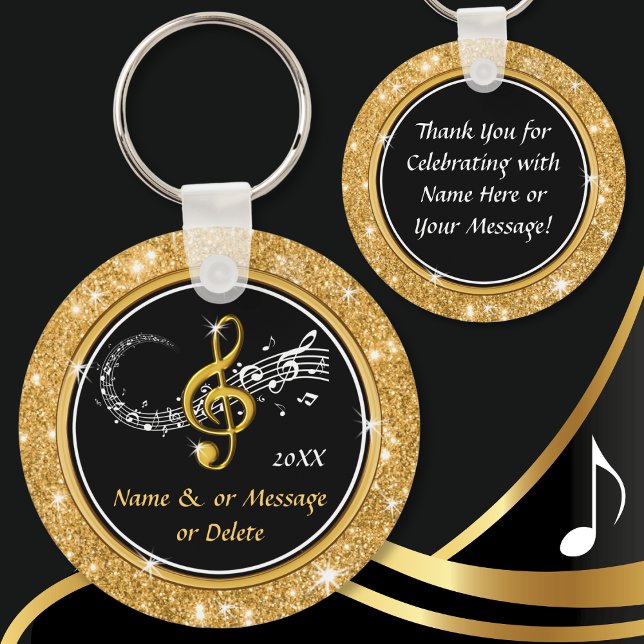 Personalisierte preiswerte Musik Themenabende Gast Schlüsselanhänger (Music themed birthday party. Music Note Favors. Music Themed Graduation. Musical Party Favors. )