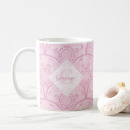 Personalisierte Preppy in Pink Mandala Art Deco Kaffeetasse