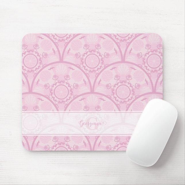 Personalisierte Preppy in Pink Mandala Art Deco Mousepad (Mit Mouse)