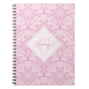 Personalisierte Preppy in Pink Mandala Art Deco Notizblock