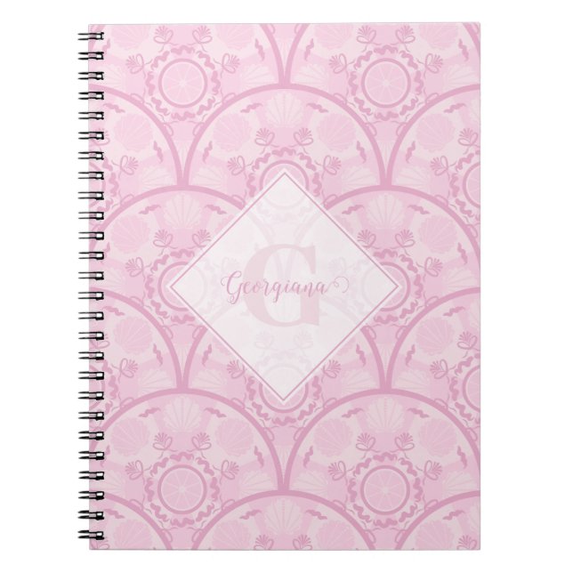 Personalisierte Preppy in Pink Mandala Art Deco Notizblock (Vorderseite)