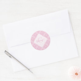Personalisierte Preppy in Pink Mandala Art Deco Runder Aufkleber