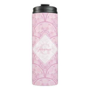 Personalisierte Preppy in Pink Mandala Art Deco Thermosbecher