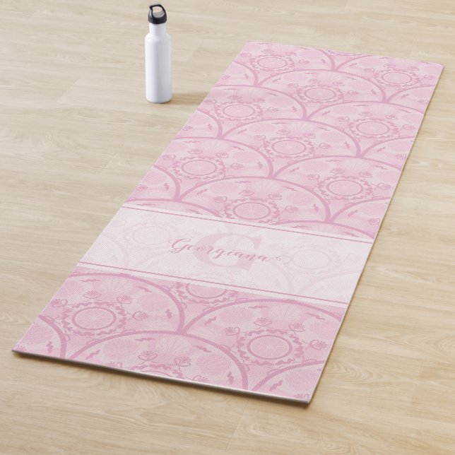 Personalisierte Preppy in Pink Mandala Art Deco Yogamatte (Beispiel)
