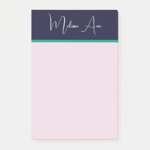 Personalisierte preppy rosa grüne moderne Schrift Post-it Klebezettel