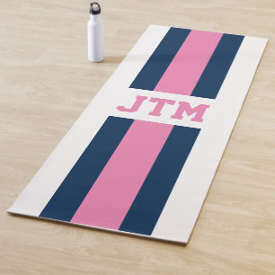 Personalisierte Preppy Yoga Mat Monogramm Streifen Yogamatte