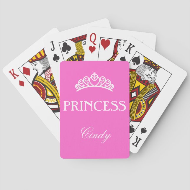 Personalisierte Princess-Karte in rosa mit Namen Spielkarten (Rückseite)