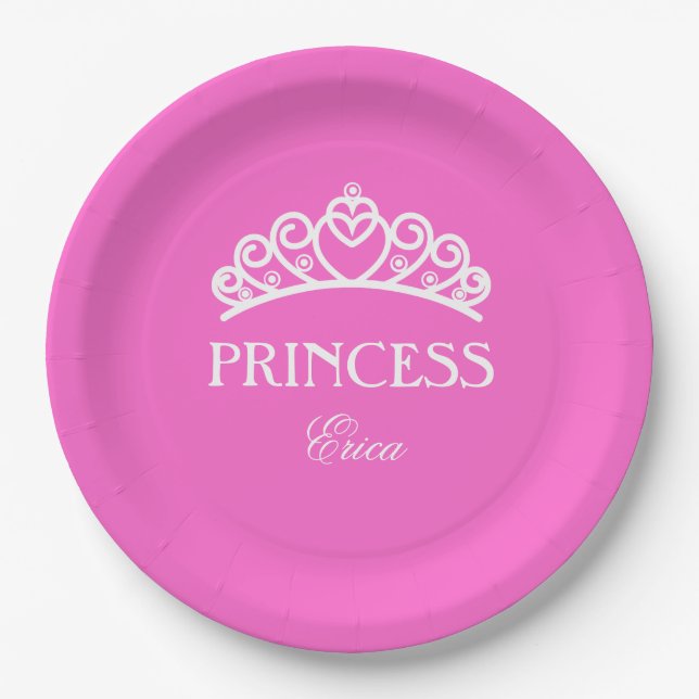 Personalisierte Princess-Platte mit Namen Pappteller (Vorderseite)