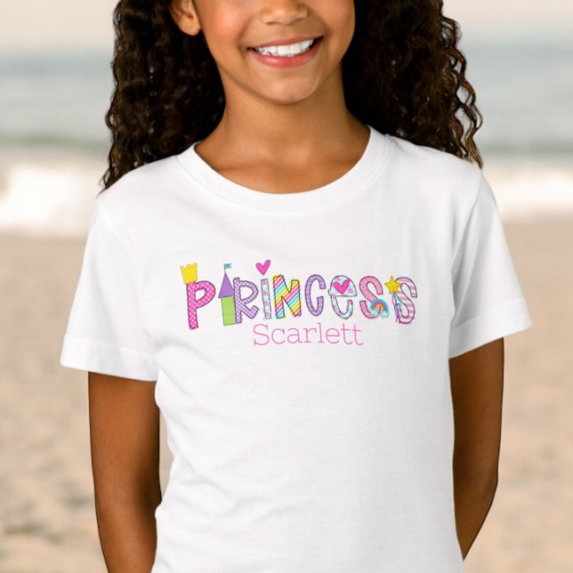 Personalisierte Prinzessin Alphabet Kronplatz Wand T-Shirt (Von Creator hochgeladen)