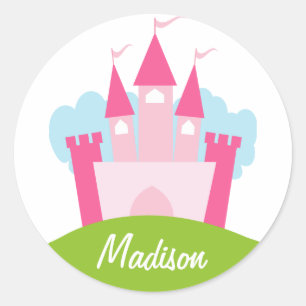 Personalisierte Prinzessin Castle Runder Aufkleber