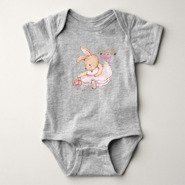 Personalisierte Prinzessin Lilibet Ballerina Rabbi Baby Strampler (Vorderseite)