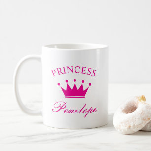 Personalisierte Prinzessin Tasse mit Krone und Nam