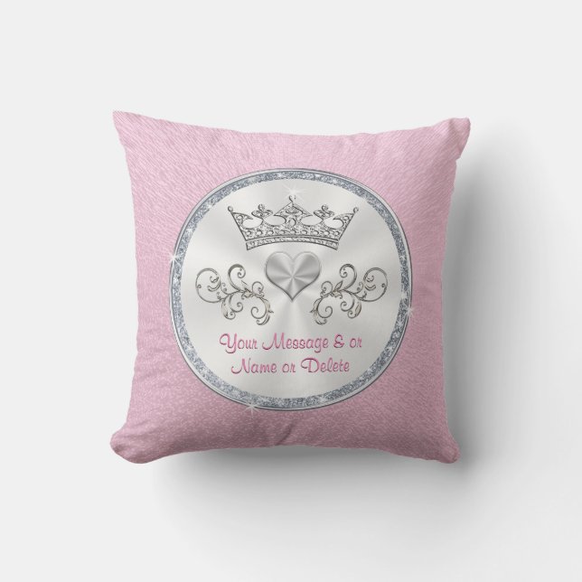 Personalisierte Prinzessin Tiara Pink Pillow für M Kissen (Vorderseite)