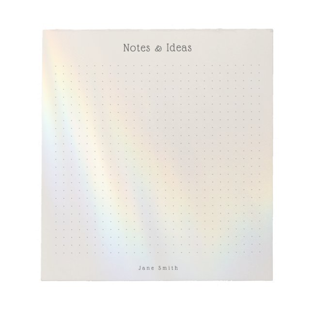 Personalisierte Prisma-Regenbogen-Ästhetik-Punkt-R Notizblock (Vorderseite)